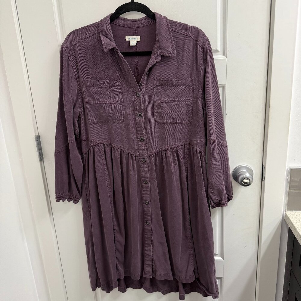 Sundance Button Down Long Sleeve T Shirt Dress Purple Size Small
